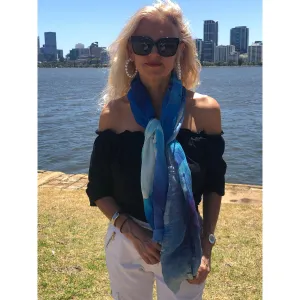 💙  Cotton Linen Scarf Blue Ocean