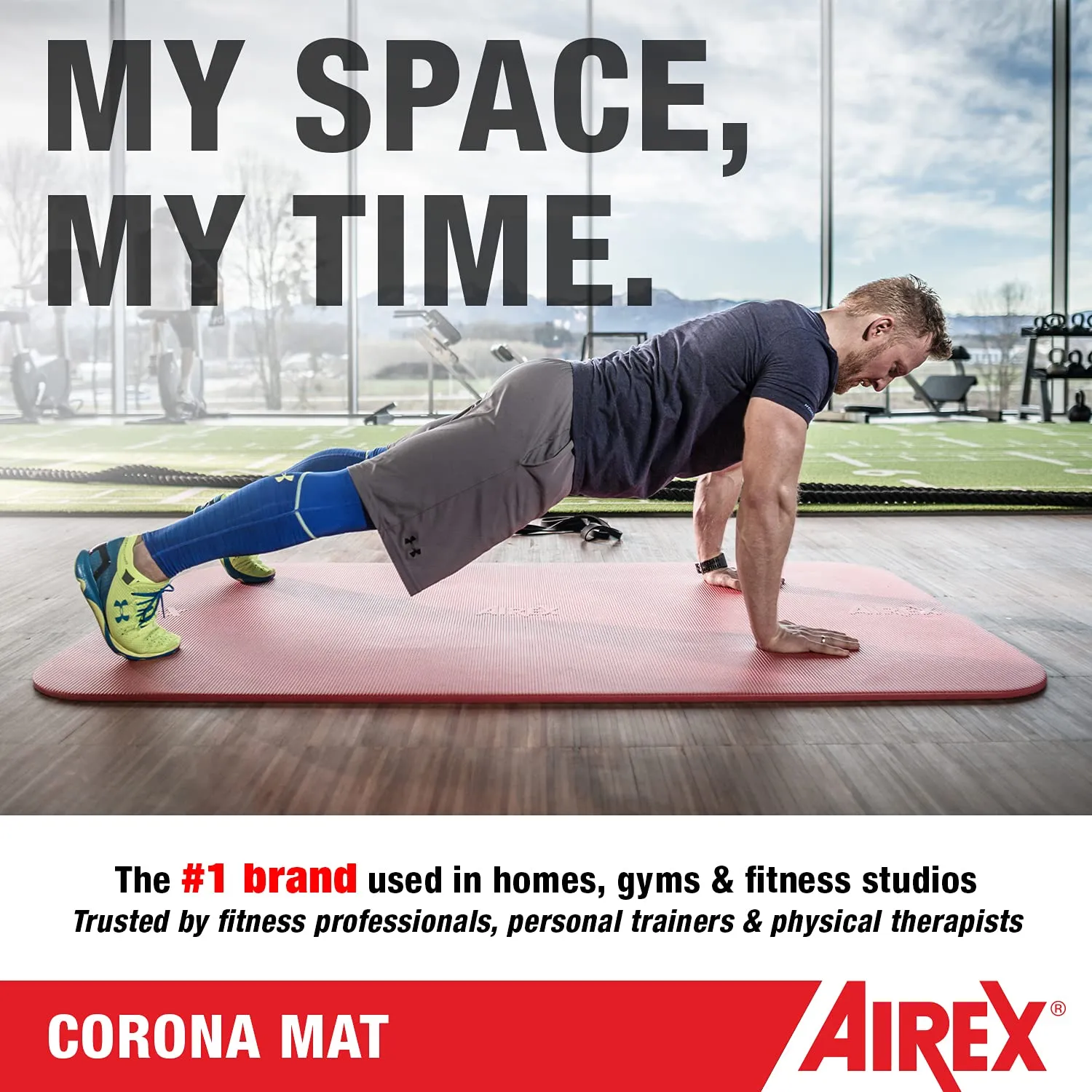 AIREX Corona Premium Exercise Mat for Yoga, Physical Therapy, Rehabilitation, Balance & Stability Exercises, Pilates, Aerobics 72" x 39", Blue