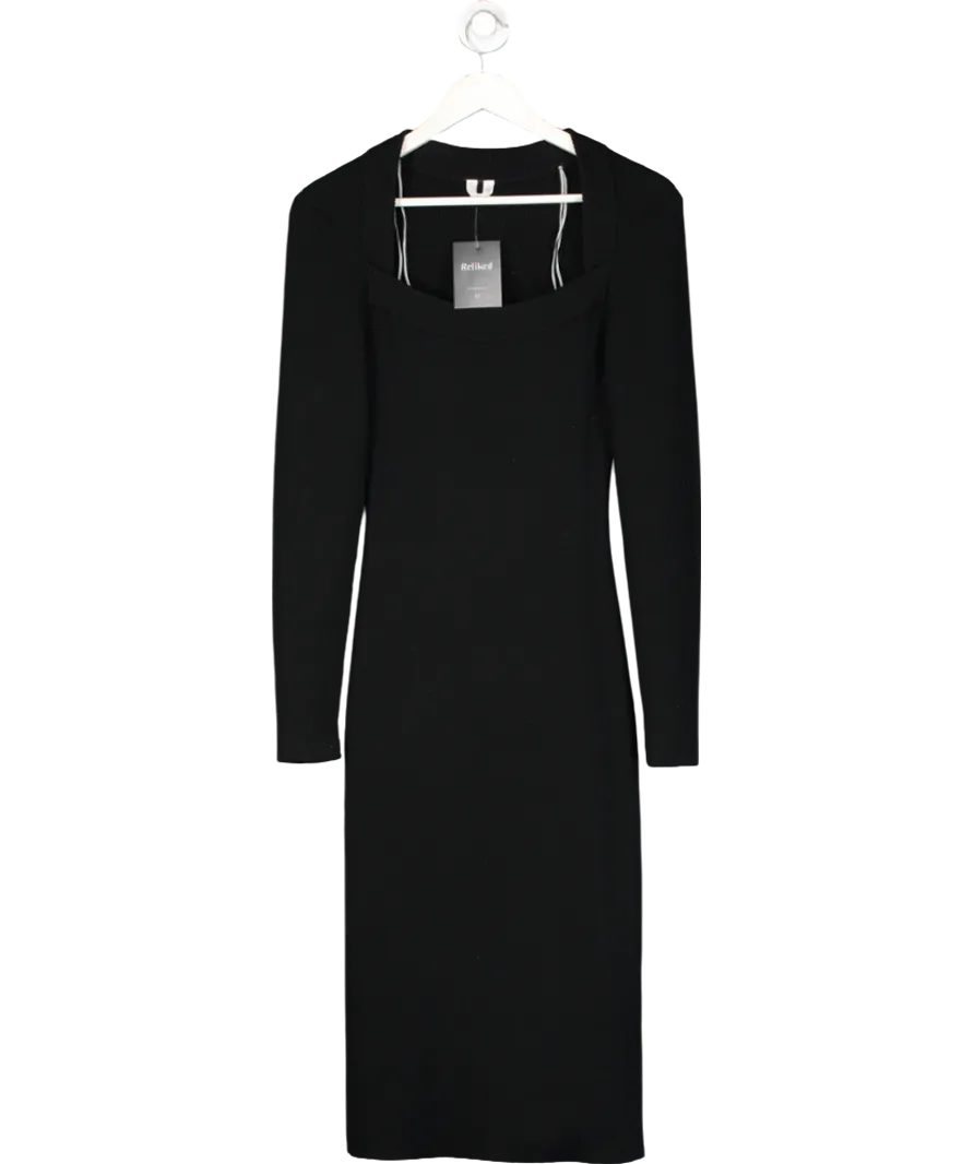 Arket Black Knitted Square-neck Dress UK S