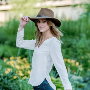 Bigalli Unisex-Adults Australian Wool Felt Teardrop Cowboy Hat - Waterproof, Crushable, Sun Protection - Chocolate