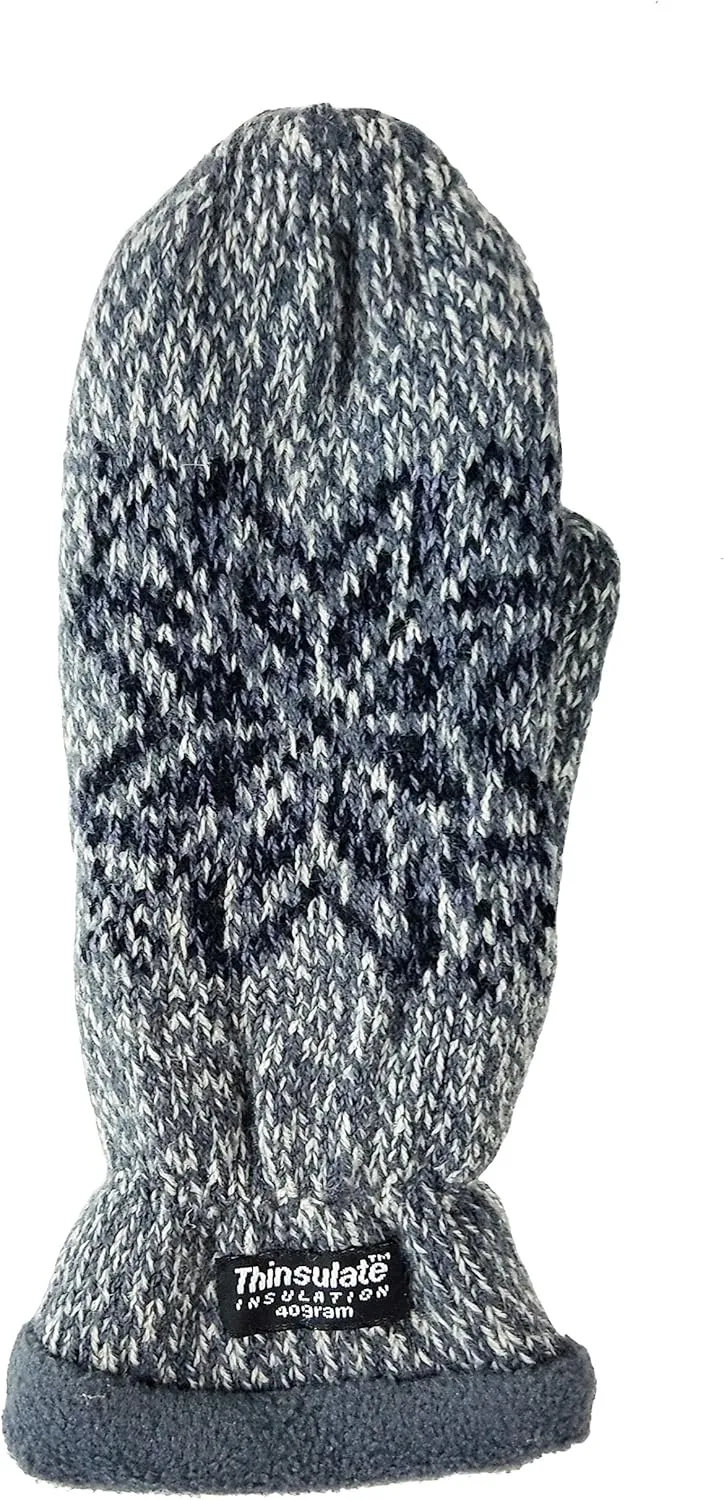 BRUCERIVER Women Snowflake Knit Mittens with Warm Thinsulate Fleece Lining