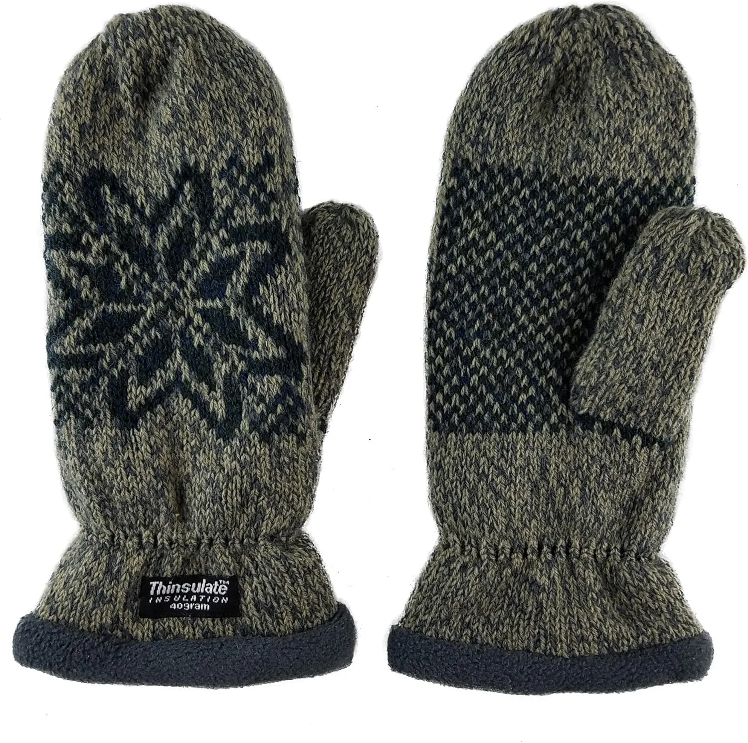 BRUCERIVER Women Snowflake Knit Mittens with Warm Thinsulate Fleece Lining