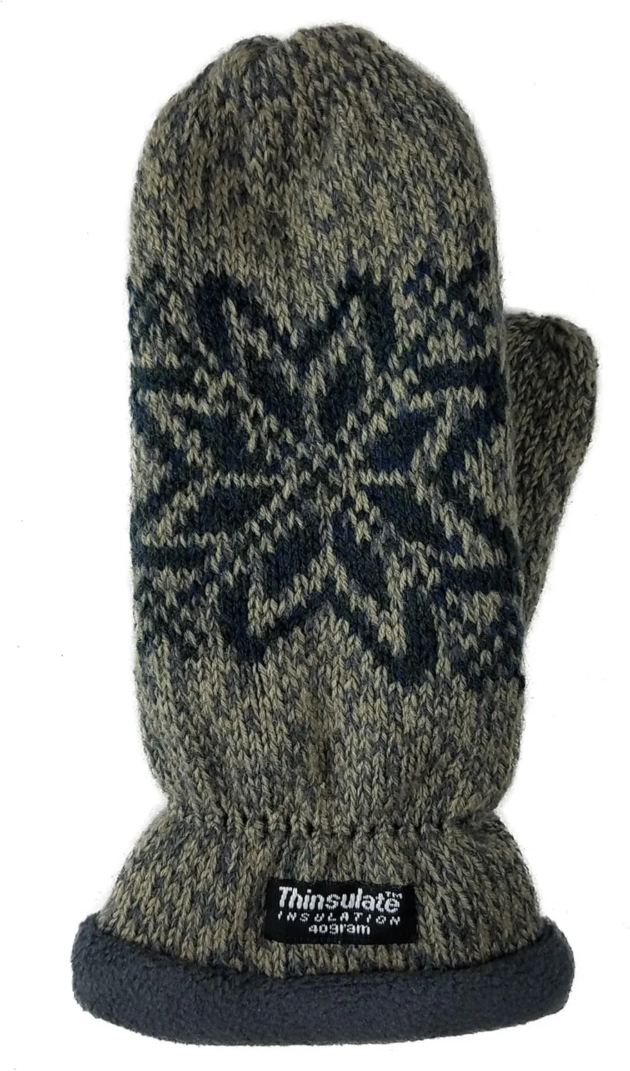 BRUCERIVER Women Snowflake Knit Mittens with Warm Thinsulate Fleece Lining