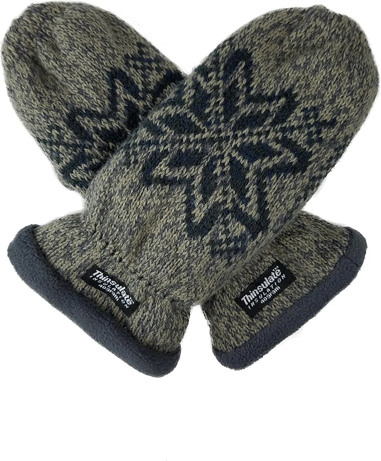 BRUCERIVER Women Snowflake Knit Mittens with Warm Thinsulate Fleece Lining