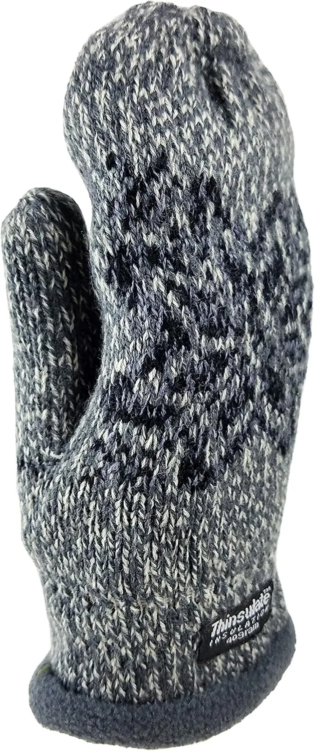 BRUCERIVER Women Snowflake Knit Mittens with Warm Thinsulate Fleece Lining