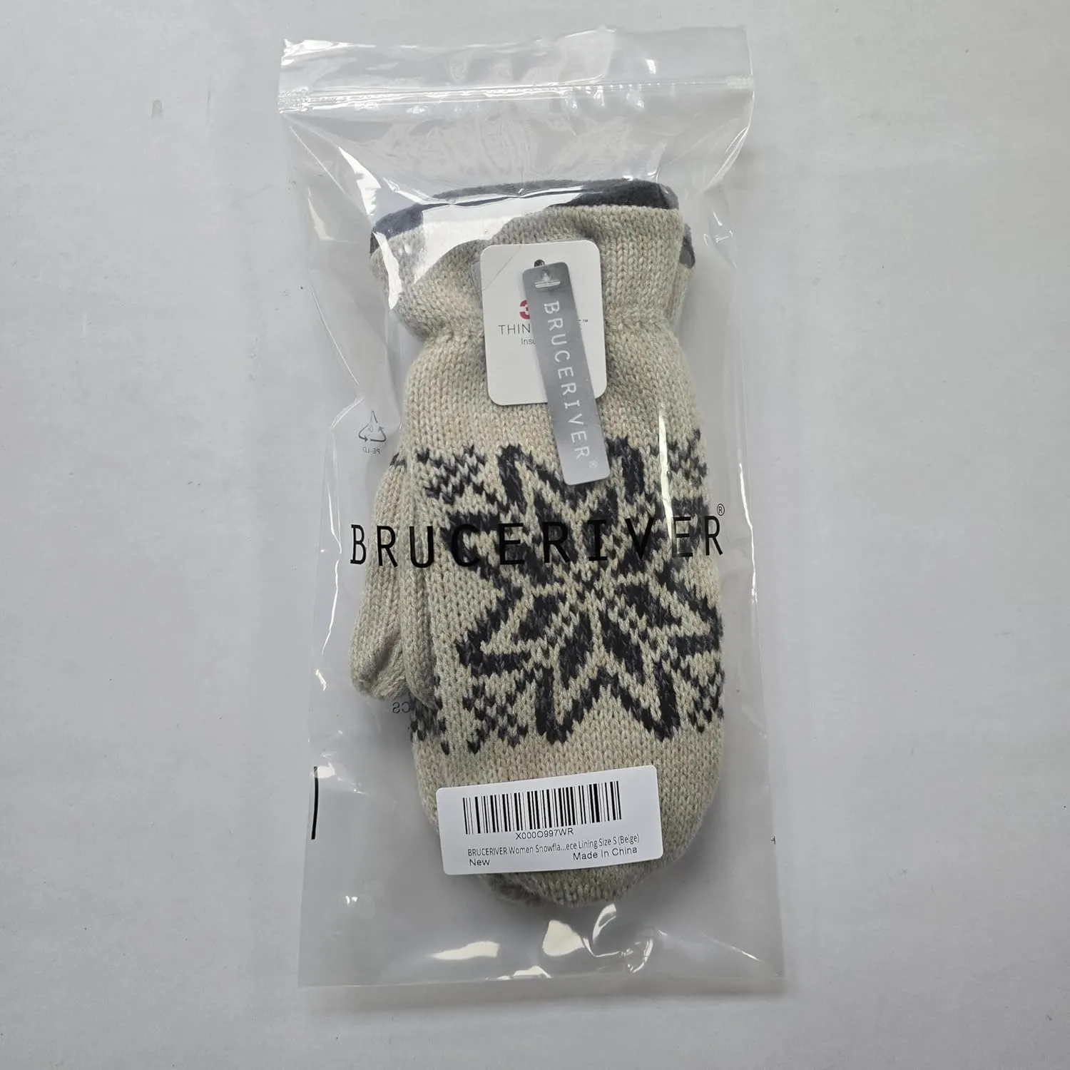 BRUCERIVER Women Snowflake Knit Mittens with Warm Thinsulate Fleece Lining