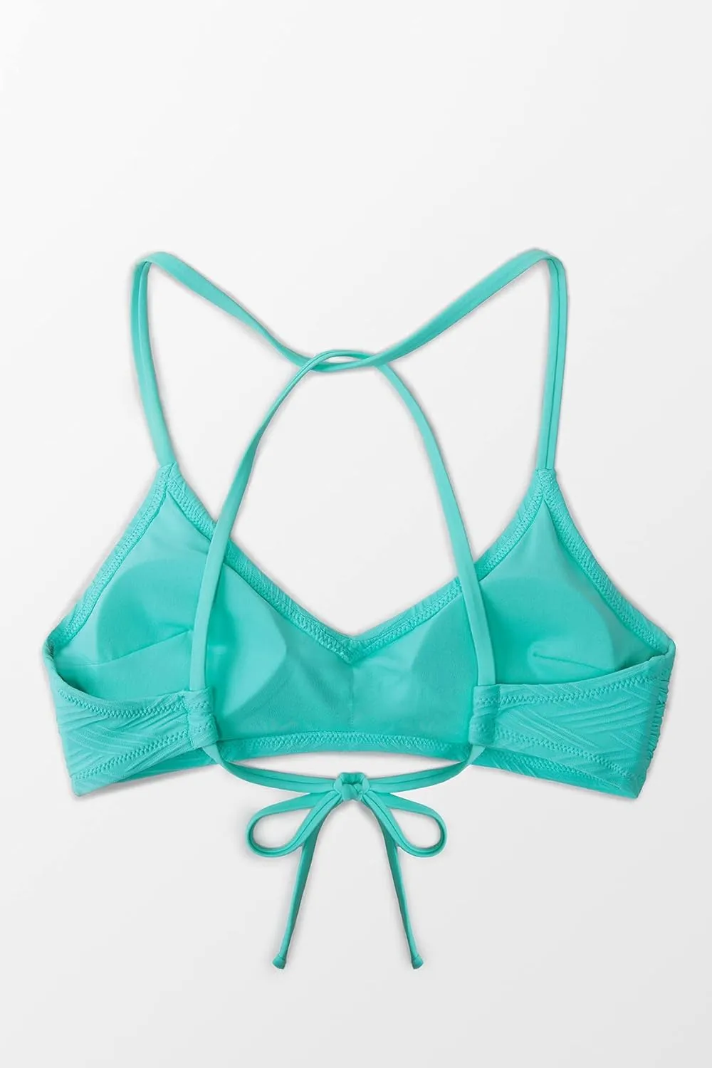 CUPSHE Bikini Top for Women Bathing Suit Criss Cross Self Tie Spaghetti Straps V Neck