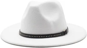 DHAEY Autumn and Winter Warm Woolen Top Hat, Large Brim Felt Hat, Vintage and Versatile Jazz Hat, Imitation Wool Hat Luopan Caps & Hats (Color : White, Size : 56-58cm)