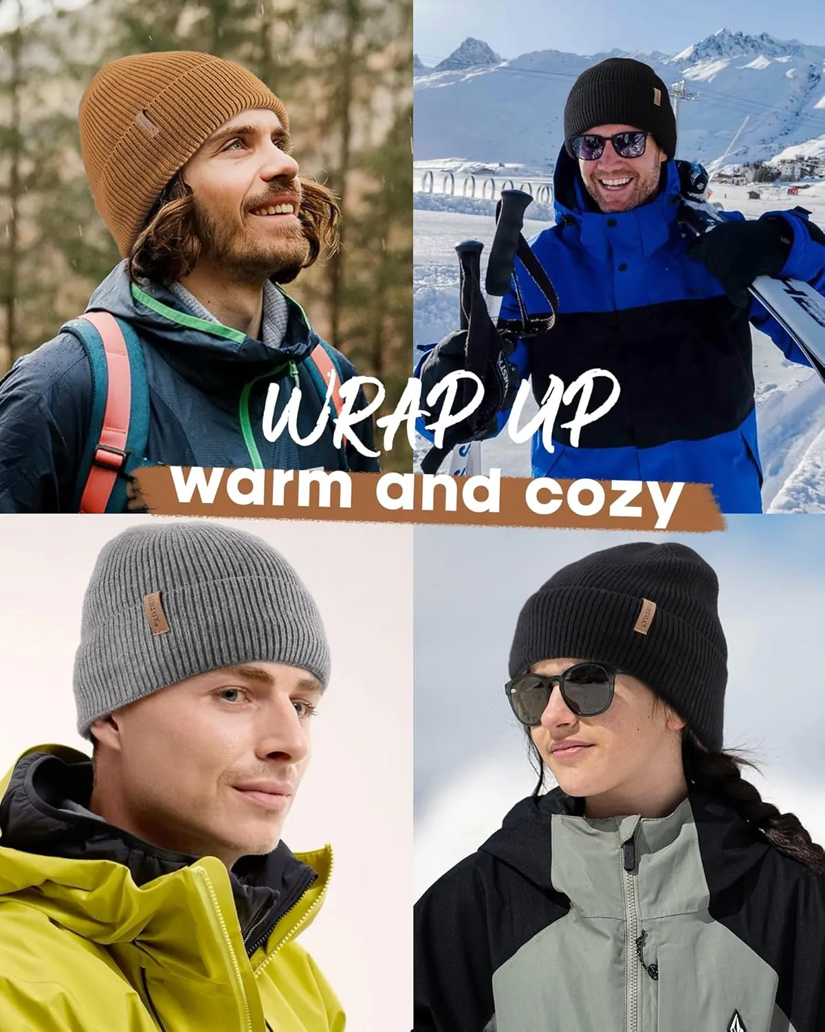 FURTALK Winter Hats for Men Women Fleece Lined Beanie Warm Cuffed Outdoor Skull Cap