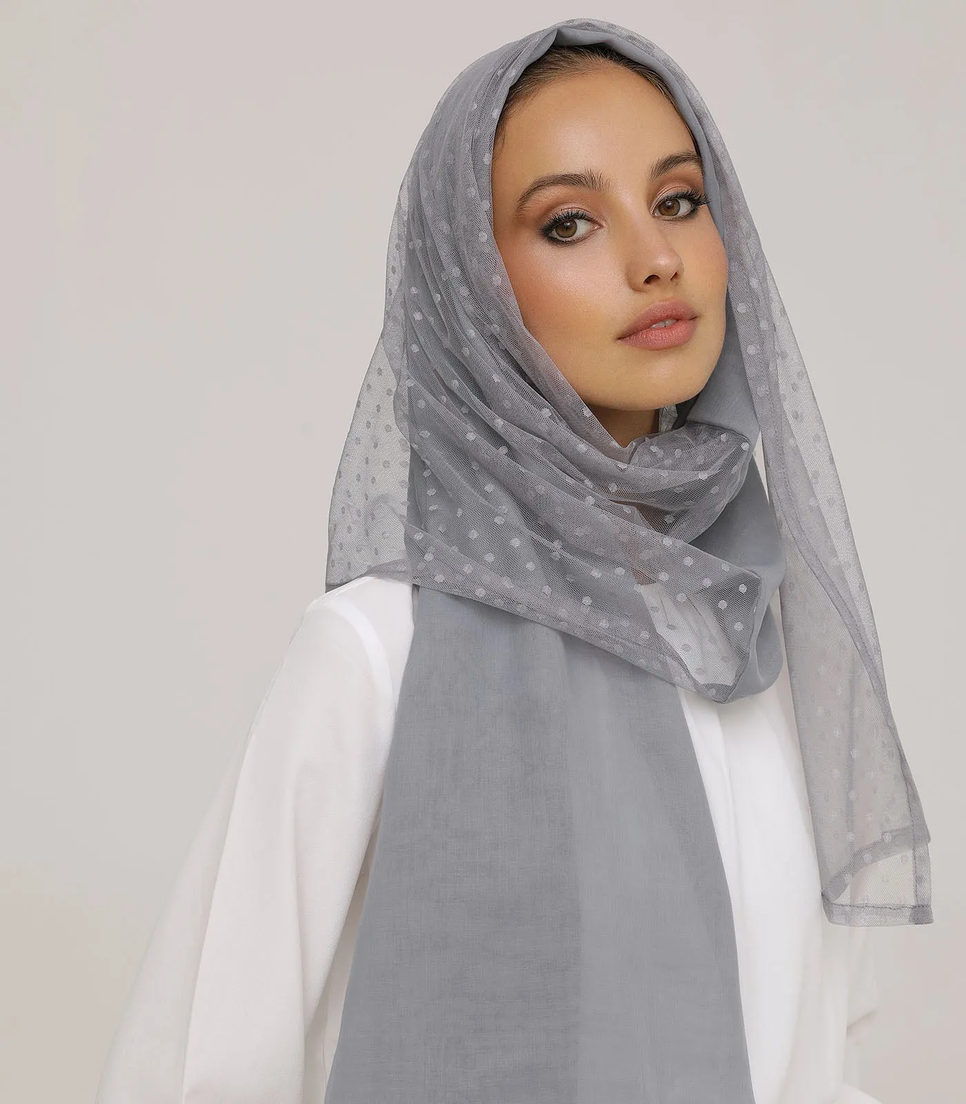Grey Polka Tarha