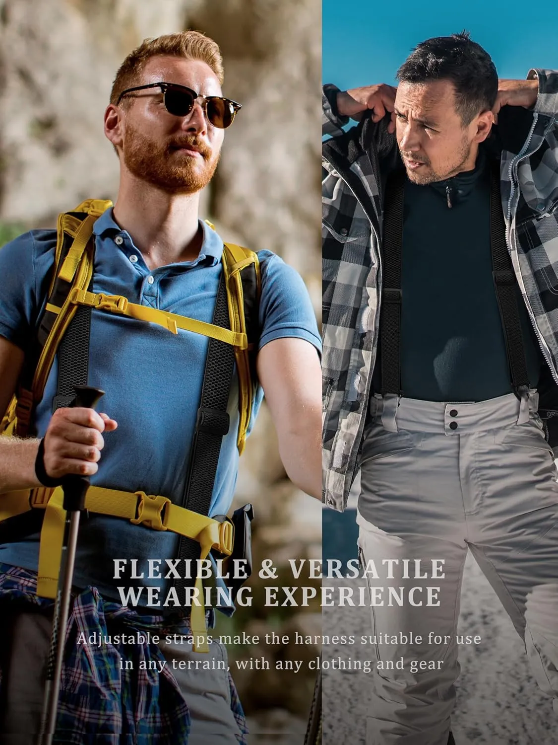 Hidden Suspenders for Men 1.5'' Heavy-Duty Under Clothes 3 Snap Loops Outdoor & Skiing