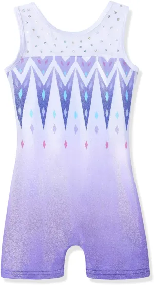 HOZIY Leotards for Girls Gymnastics Kids Children Biketard Snowflake Ribbon Blue Purple Hot Pink Sparkle