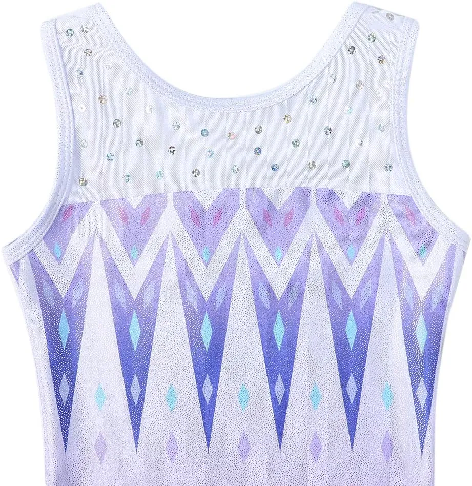 HOZIY Leotards for Girls Gymnastics Kids Children Biketard Snowflake Ribbon Blue Purple Hot Pink Sparkle