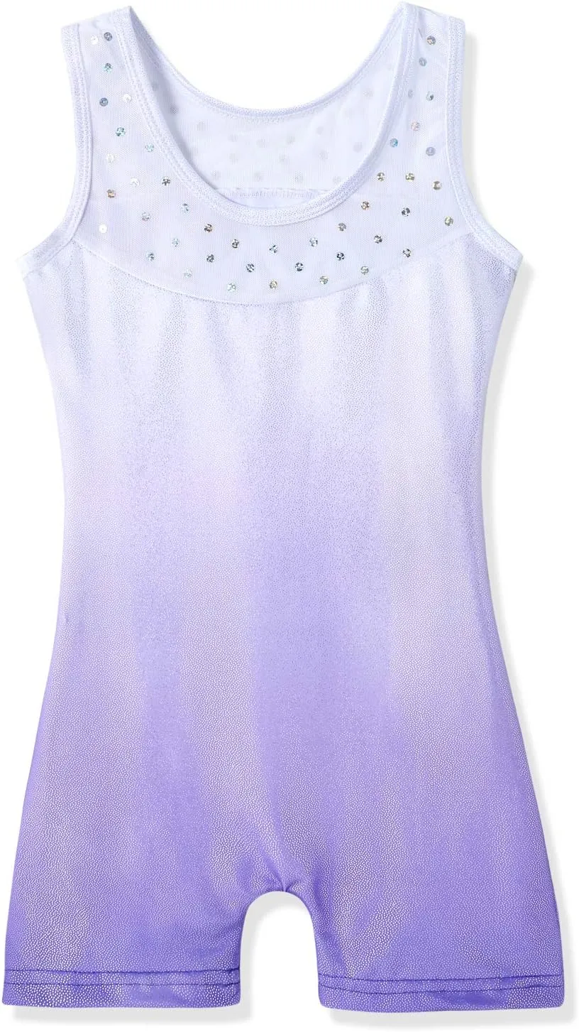 HOZIY Leotards for Girls Gymnastics Kids Children Biketard Snowflake Ribbon Blue Purple Hot Pink Sparkle