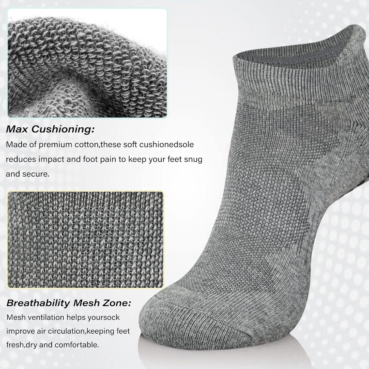 Hylaea Unisex Non Slip Socks with Grip for Yoga, Hospital, Pilates, Barre | Ankle, Cushioned
