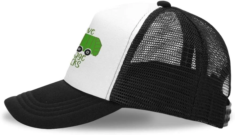 I Love Trash Garbage Trucks Youth Adjustable Mesh Hats Baseball Trucker Cap for Boys and Girls