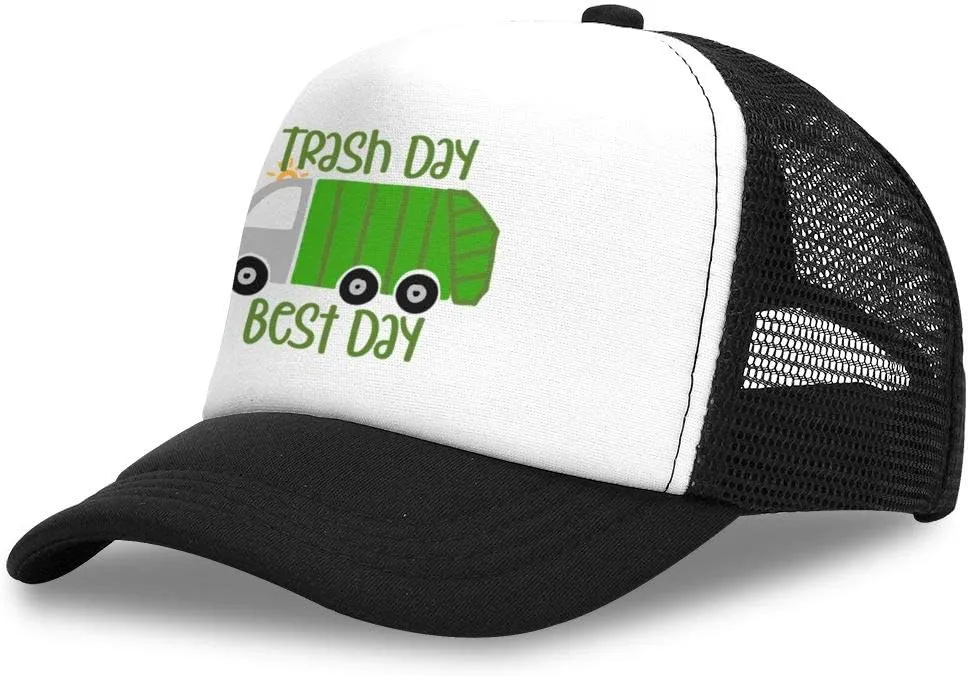 I Love Trash Garbage Trucks Youth Adjustable Mesh Hats Baseball Trucker Cap for Boys and Girls