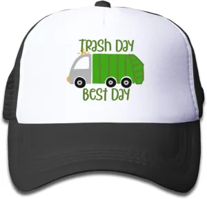 I Love Trash Garbage Trucks Youth Adjustable Mesh Hats Baseball Trucker Cap for Boys and Girls