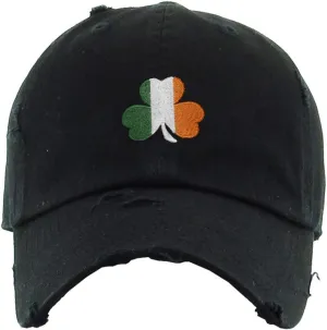 Irish Shamrock Vintage Baseball Cap Embroidered Cotton Adjustable Distressed Dad Hat