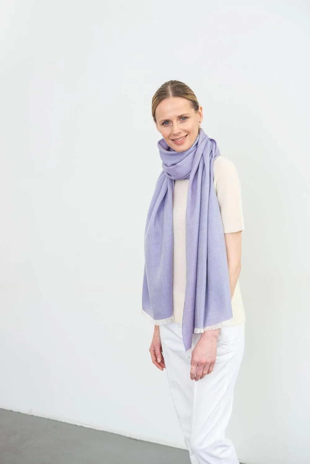 Italian Broad 70% Cashmere and 30% Silk Scarf Shawl Wrap Stole of Premium Quality Super Soft Made in Italy for Woman
