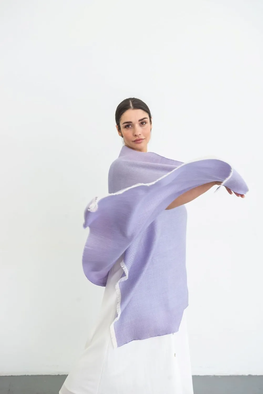 Italian Broad 70% Cashmere and 30% Silk Scarf Shawl Wrap Stole of Premium Quality Super Soft Made in Italy for Woman