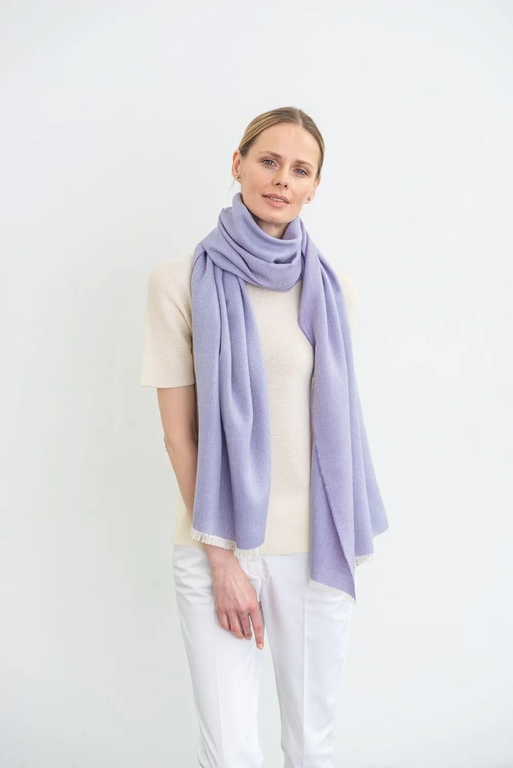 Italian Broad 70% Cashmere and 30% Silk Scarf Shawl Wrap Stole of Premium Quality Super Soft Made in Italy for Woman
