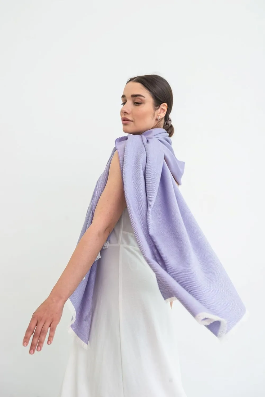 Italian Broad 70% Cashmere and 30% Silk Scarf Shawl Wrap Stole of Premium Quality Super Soft Made in Italy for Woman