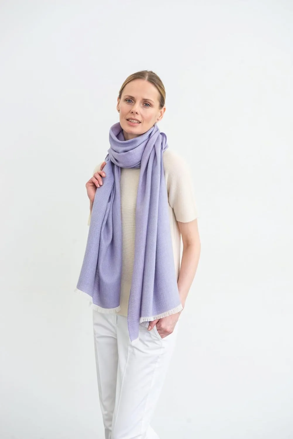 Italian Broad 70% Cashmere and 30% Silk Scarf Shawl Wrap Stole of Premium Quality Super Soft Made in Italy for Woman