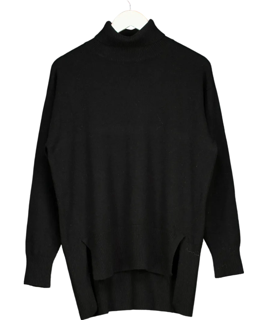 Loop Cashmere Black 100% Cashmere Relaxed Polo Neck Jumper UK M