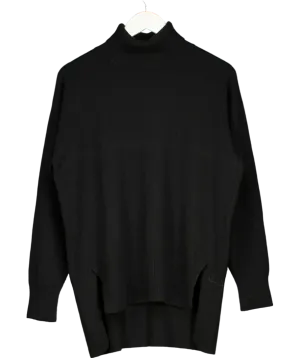 Loop Cashmere Black 100% Cashmere Relaxed Polo Neck Jumper UK M