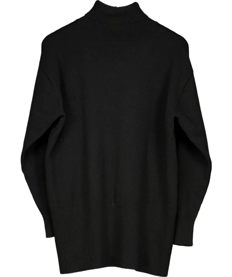 Loop Cashmere Black 100% Cashmere Relaxed Polo Neck Jumper UK M