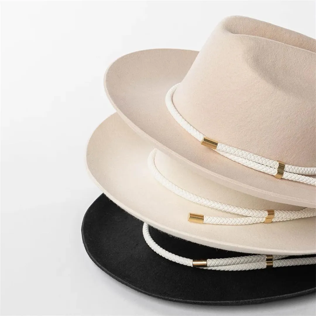 Men Women Retro Felt Wide Brim Western Cowboy Cowgirl Hat Classic Fedoras Cap Jazz Panama Hat