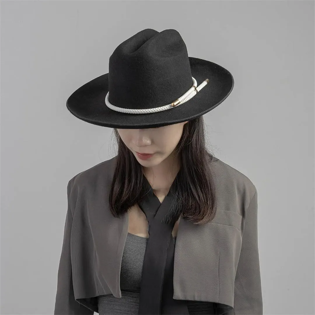 Men Women Retro Felt Wide Brim Western Cowboy Cowgirl Hat Classic Fedoras Cap Jazz Panama Hat