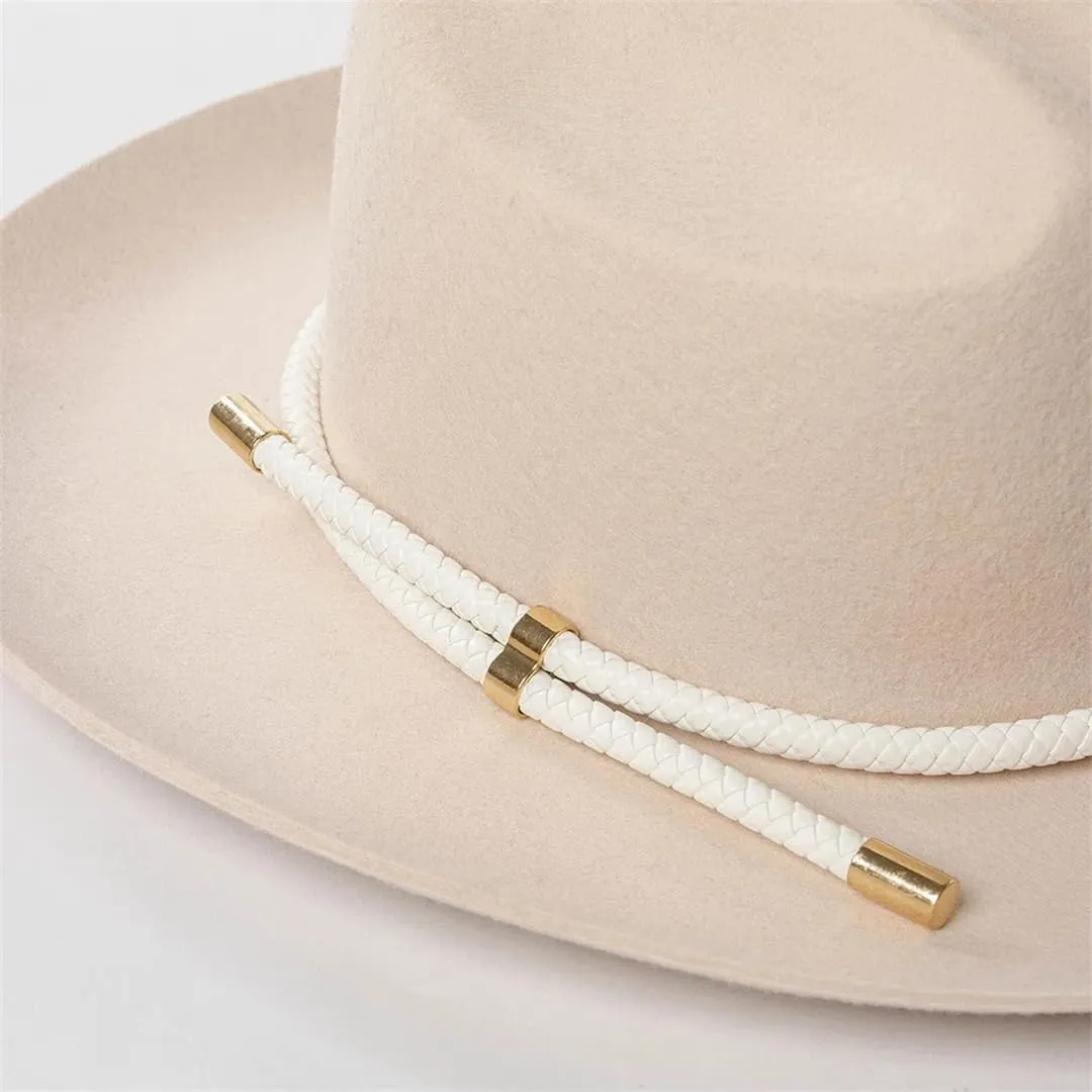Men Women Retro Felt Wide Brim Western Cowboy Cowgirl Hat Classic Fedoras Cap Jazz Panama Hat