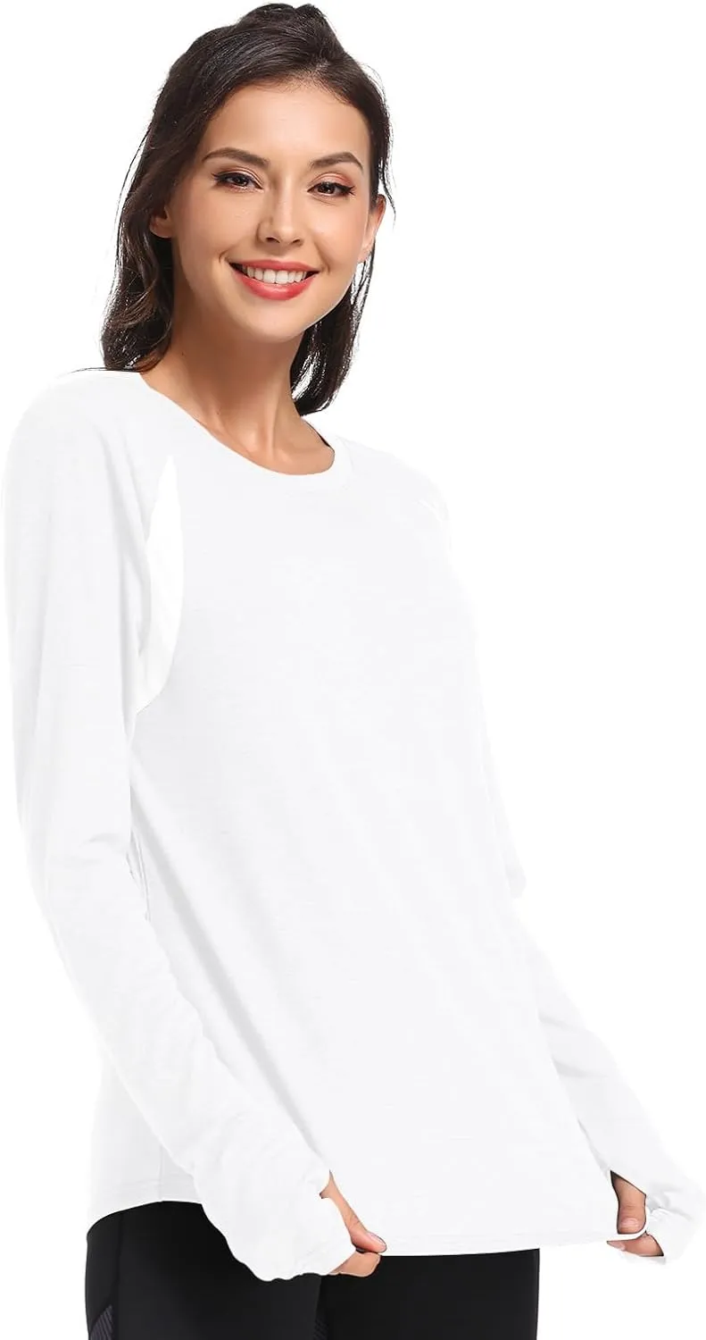 Muzniuer Long Sleeve Workout Tops for Women-Plain Long Sleeve Shirts Yoga Tops Gym Sports T-Shirt with Thumb Hole