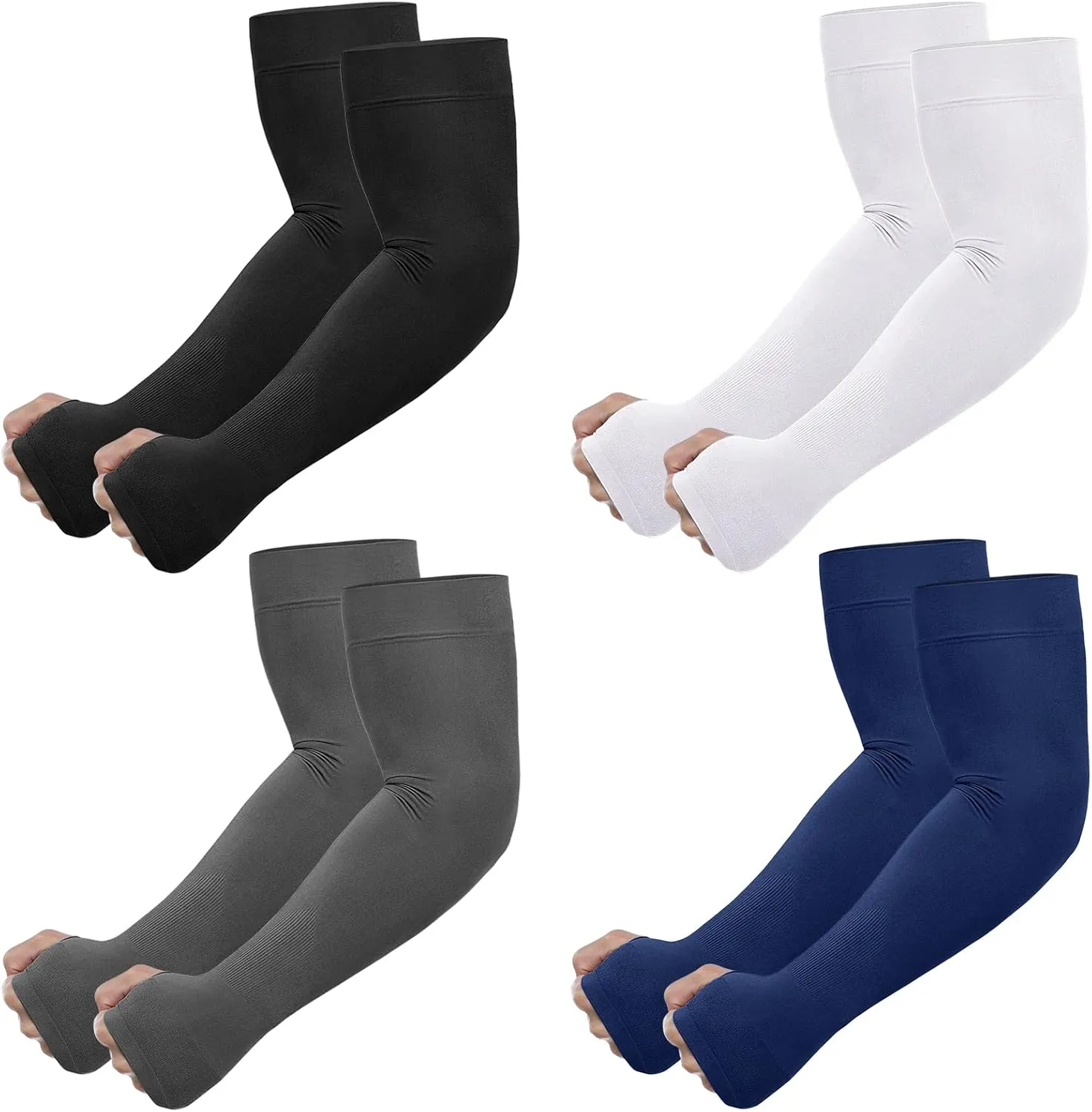 Newbyinn UV Sun Protection Arm Sleeves with Thumb Hole for Men Women Youth, Cooling Sleeve to Cover Tattoo, Mid-Compression