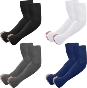 Newbyinn UV Sun Protection Arm Sleeves with Thumb Hole for Men Women Youth, Cooling Sleeve to Cover Tattoo, Mid-Compression