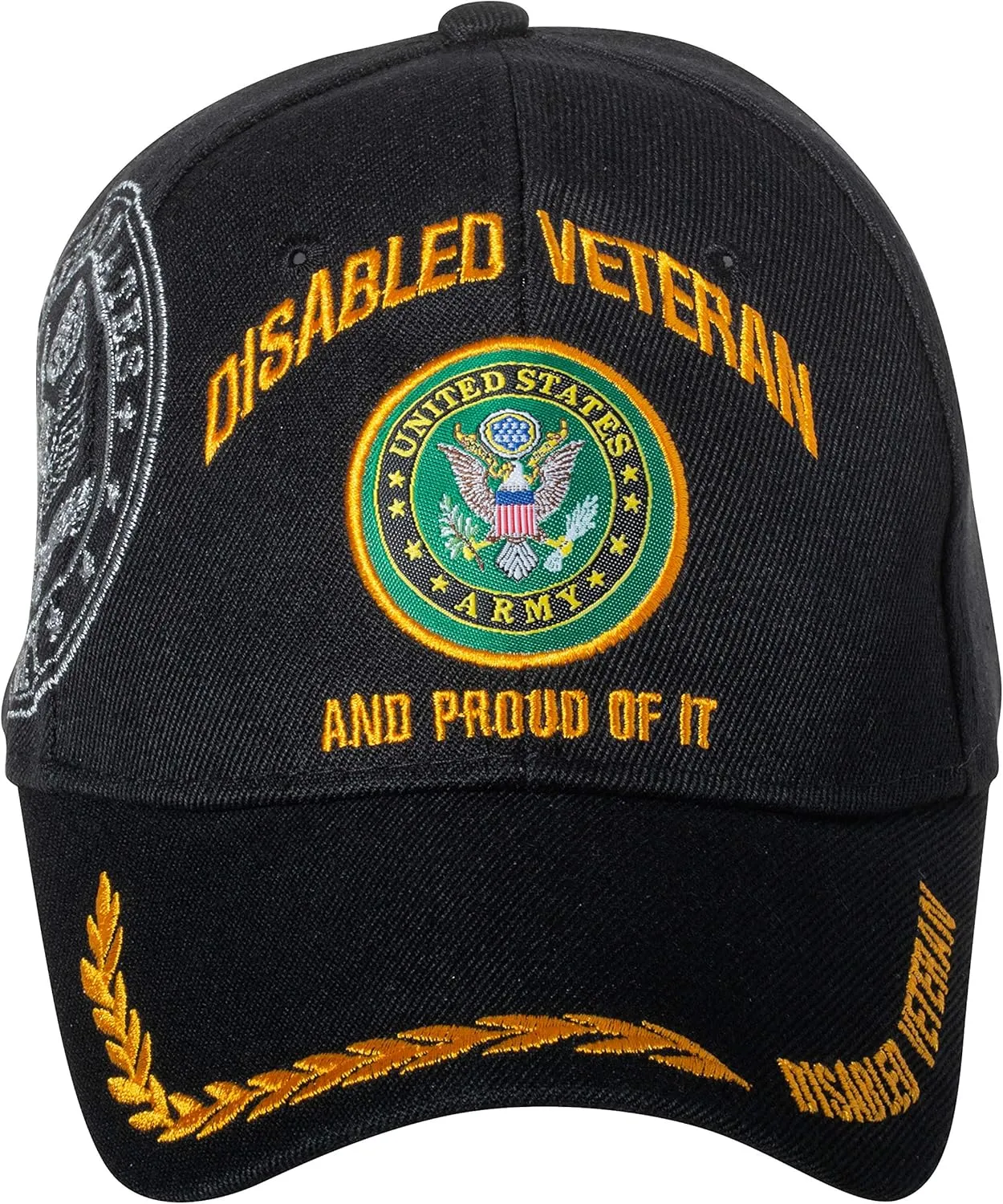 Officially Licensed United States Army Disabled Veteran and Proud of it Embroidered Black Baseball Cap
