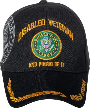 Officially Licensed United States Army Disabled Veteran and Proud of it Embroidered Black Baseball Cap
