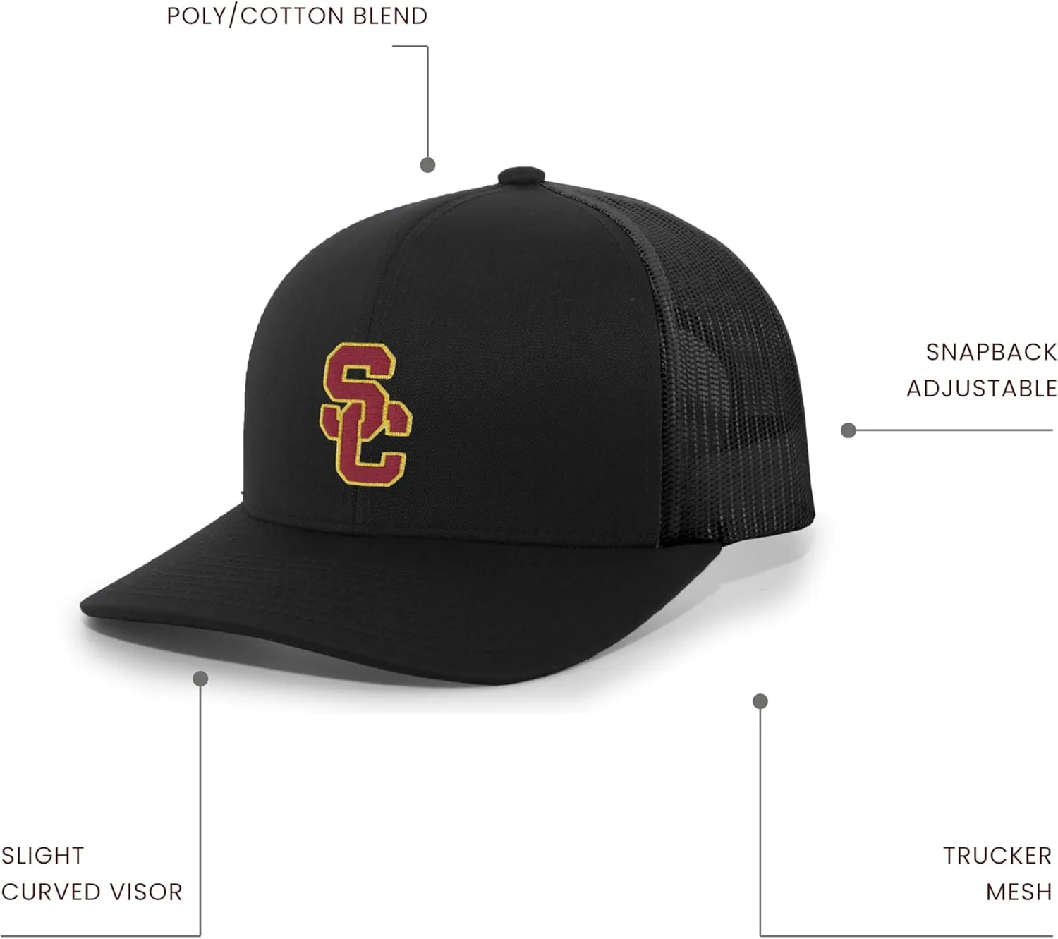 Pacific Headwear NCAA Men's Collegiate Trucker Snapback  Stylish Cap for College Sports Fans, Adjustable Fit