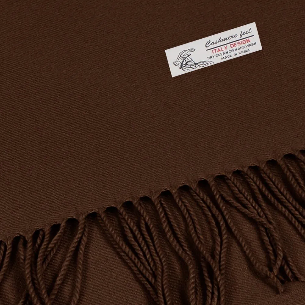 Plain Solid Color Cashmere Feel Classic Soft Luxurious Winter Scarf For Men Women