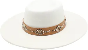Pulcykp Women's Tweed Sombrero Felt Hat Jazz Hat Sombrero White 56-58cm