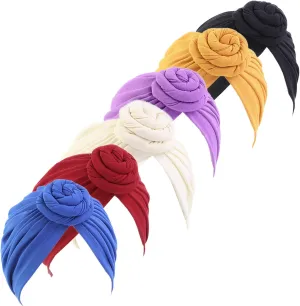 Qianmome Womens Turban African Pattern Knot Headwrap Beanie Pre-Tied Bonnet Chemo Cap Hair Loss Hat