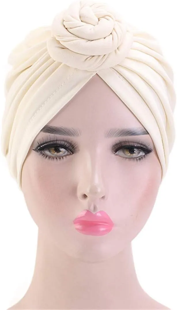 Qianmome Womens Turban African Pattern Knot Headwrap Beanie Pre-Tied Bonnet Chemo Cap Hair Loss Hat