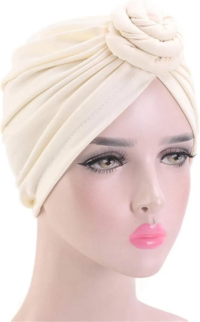Qianmome Womens Turban African Pattern Knot Headwrap Beanie Pre-Tied Bonnet Chemo Cap Hair Loss Hat