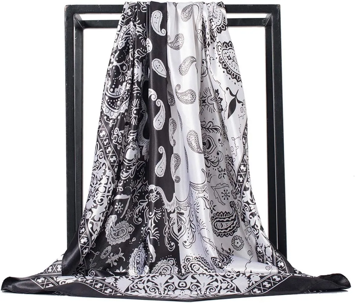 Silk Like Scarf Neck Scarves Womens Large Square Satin Hair Scarf 35 x 35 inches