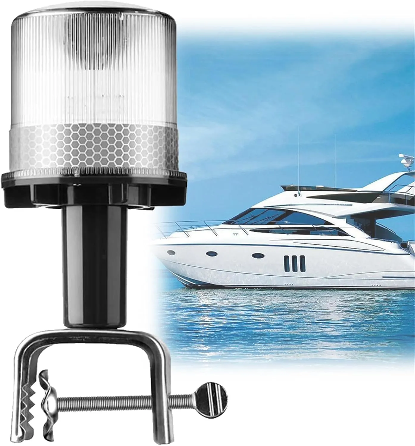 Solar Powered Boat Safety Beacon Light, Strobe Warning Light 360 Degree, Ip65 Waterproof, Emergency Warning Strobe Light Signal Lamp