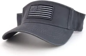 Trendy Apparel Shop USA American Flag Embroidered Polyester Summer Visor Hat