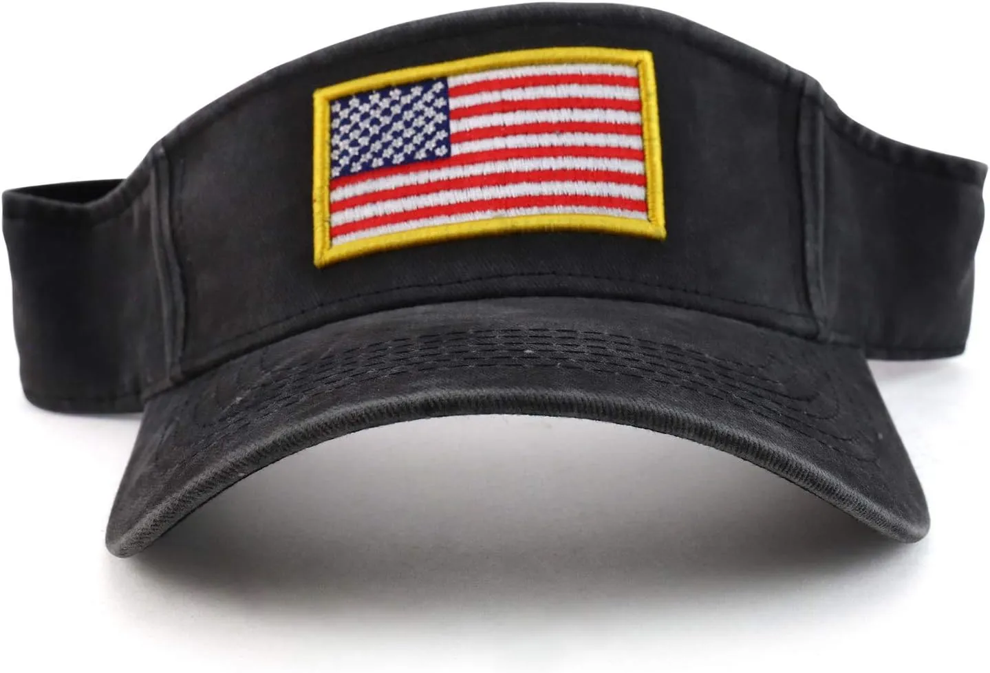 Trendy Apparel Shop USA American Flag Embroidered Polyester Summer Visor Hat