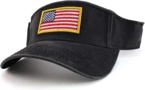 Trendy Apparel Shop USA American Flag Embroidered Polyester Summer Visor Hat